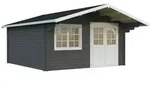 Palmako Gartenhaus Britta 17,5 m2 - 40 mm Grau dunkelgrau/wei&szlig;