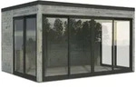 Palmako Gartenhaus Serena 12,6 m2 Set 2 Slide Plus - 44 mm grau tauchgrundiert