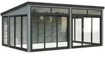 Palmako Glashaus Saga 23,3 m2 Slide Plus hellgrau lackiert