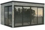 Palmako Gartenhaus Serena 12,6 m2 Set 1 Slide Plus - 44 mm grau tauchgrundiert