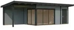 Palmako Gartenhaus Andrea 15,2 + 7,9 m2 Slide Plus 44 mm hellgrau/anthrazit lackiert