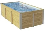 Weka Massivholzpool Siargao Gr. 1 - 45 mm - 416 x 200 cm Poolfolie: Mosaik blau