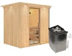 Karibu Sauna Bodin mit Fronteinstieg 68 mm-9 kW Ofen integr. Steuerung-Inkl.
