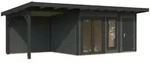 Palmako Gartenhaus Aurelia 12,4+7,9 m2 - 44 mm dunkelgrau/anthrazit lackiert