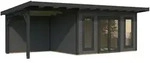Palmako Gartenhaus Aurelia 12,7+7,9 m2 - 44 mm dunkelgrau/anthrazit lackiert