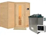 Karibu Sahib 1-Sauna 40mm-Fronteinstieg -Exklusivoptik-9 kW Ofen inkl.