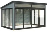 Palmako Glashaus Saga 11,6 m2 Slide (Wintergartenanbau inkl. R&uuml;ckwand) hellgrau