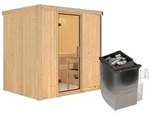 Karibu Sauna Bodin mit Fronteinstieg 68 mm-9 kW Ofen integr. Steuerung-Ohne