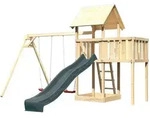 Akubi Kinderspielturm Lotti mit Satteldach inkl. Wellenrutsche anthrazit,