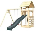 Akubi Kinderspielturm Lotti mit Satteldach inkl. Wellenrutsche anthrazit,