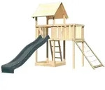 Akubi Kinderspielturm Lotti inkl. Anbauplattform, Rutsche anthrazit und...