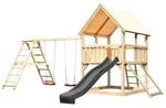Akubi Kinderspielturm Luis mit Doppelschaukelkletterger&uuml;st, Netzrampe und