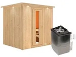 Karibu Sauna Sodin mit Fronteinstieg 68 mm-9 kW Ofen integr. Steuerung-inkl.