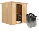 Karibu Sauna Sodin mit Fronteinstieg 68 mm-9 kW Ofen integr. Steuerung-inkl.
