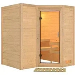 Karibu Sauna Sahib 1-Massivholzsauna 40mm-Fronteinstieg -Exklusivoptik - Ohne