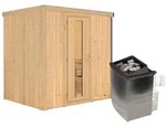 Karibu Sauna Bodin mit Fronteinstieg 68 mm-9 kW Ofen integr. Steuerung-ohne
