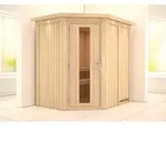 Karibu Sauna Carin mit Eckeinstieg 68 mm-Ohne Ofen-inkl. Dachkranz-...
