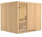 Karibu Sauna Gobin mit Fronteinstieg 68 mm-Ohne Ofen-Ohne Dachkranz-Klarglas