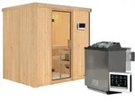 Karibu Sauna Bodin mit Fronteinstieg 68 mm-9 kW Bio-Kombiofen inkl....