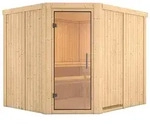 Karibu Sauna Malin mit Eckeinstieg 68 mm - Ohne Ofen-Ohne Dachkranz-Klarglas