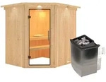 Karibu Sauna Siirin mit Eckeinstieg 68 mm - 9 kW Ofen integr. Steuerung-Inkl.