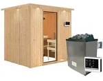Karibu Sauna Sodin mit Fronteinstieg 68 mm - 9 kW Ofen inkl. Steuerger&auml;t-Inkl.