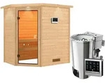 Karibu Woodfeeling Sauna Jella - 38 mm Bronzierte Ganzglast&uuml;r Inkl. Dachkranz...