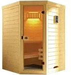 Weka Massivholz-Elementsauna Laukkala 1 mit Glast&uuml;re - 38 mm mit Eckeinstieg...