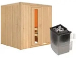 Karibu Sauna Sodin mit Fronteinstieg 68 mm-9 kW Ofen integr. Steuerung-ohne