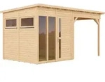 Bertilo Element-Gartenhaus Pentus 2 Office inkl. Lounge-Anbau - 19 mm...