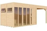 Bertilo Element-Gartenhaus Cubus 3 Office inkl. Lounge-Anbau - 19 mm...