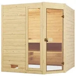 Weka Sauna Valida Eck 1.8 mit Glast&uuml;r/Fenster- Massivholzsauna 38 mm Ganzglast&uuml;r u.