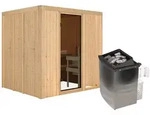Karibu Sauna Sodin mit Fronteinstieg 68 mm-9 kW Ofen integr. Steuerung-ohne