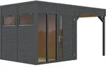 Bertilo Element-Gartenhaus Cubus 2 Office inkl. Lounge-Anbau - 19 mm anthrazit...