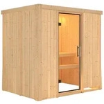 Karibu Sauna Bodin mit Fronteinstieg 68 mm-Ohne Ofen-Ohne Dachkranz-Klarglas