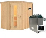 Karibu Sauna Carin mit Eckeinstieg 68 mm-9 kW Ofen inkl. Steuerger&auml;t-ohne...