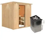 Karibu Sauna Sodin mit Fronteinstieg 68 mm - 9 kW Ofen integr. Steuerung-Inkl.
