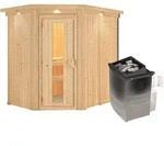 Karibu Sauna Carin mit Eckeinstieg 68 mm-9 kW Ofen integr. Steuerung-inkl....