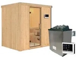 Karibu Sauna Bodin mit Fronteinstieg 68 mm-9 kW Ofen inkl. Steuerger&auml;t-Ohne