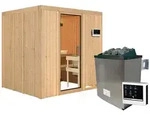Karibu Sauna Sodin mit Fronteinstieg 68 mm - 9 kW Ofen inkl. Steuerger&auml;t-Ohne