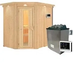 Karibu Sauna Carin mit Eckeinstieg 68 mm-9 kW Ofen inkl. Steuerger&auml;t-inkl.