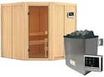 Karibu Woodfeeling Sauna Kotka - 68 mm Aktionssauna Bronzierte Ganzglast&uuml;r Ohne