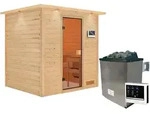 Karibu Woodfeeling Sauna Adelina - 38 mm Bronzierte Ganzglast&uuml;r Inkl....