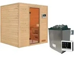 Karibu Woodfeeling Sauna Adelina - 38 mm Bronzierte Ganzglast&uuml;r Ohne Dachkranz...
