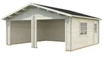 Palmako Garage Roger 28,4 m2 - 44 mm - ohne Tore naturbelassen