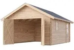 Karibu Garage Blockhausgarage 38 mm natur naturbelassen