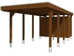 Skan Holz Carport Friesland 314x708 cm inkl. Abstellraum Sparset-nussbaum...