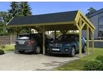 Skan Holz Harz Pultdach Doppelcarport mit schwarzen Schindeln-impr&auml;gniert...