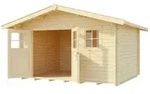 Weka 45 mm Gartenhaus 136 mit Vordach 60 cm 380 x 380 cm - 50 % Rabatt auf