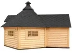 Wolff Finnhaus Grillkota 9 de luxe mit Anbau Schwarz